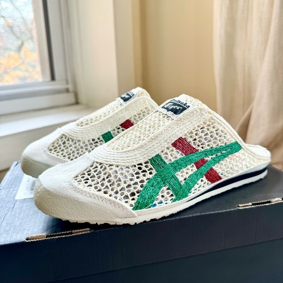 New Onitsuka Tiger Mexico 66 Sabot Slip On Shoes Slipper Mesh Cream Green Red - Picture 11 of 14